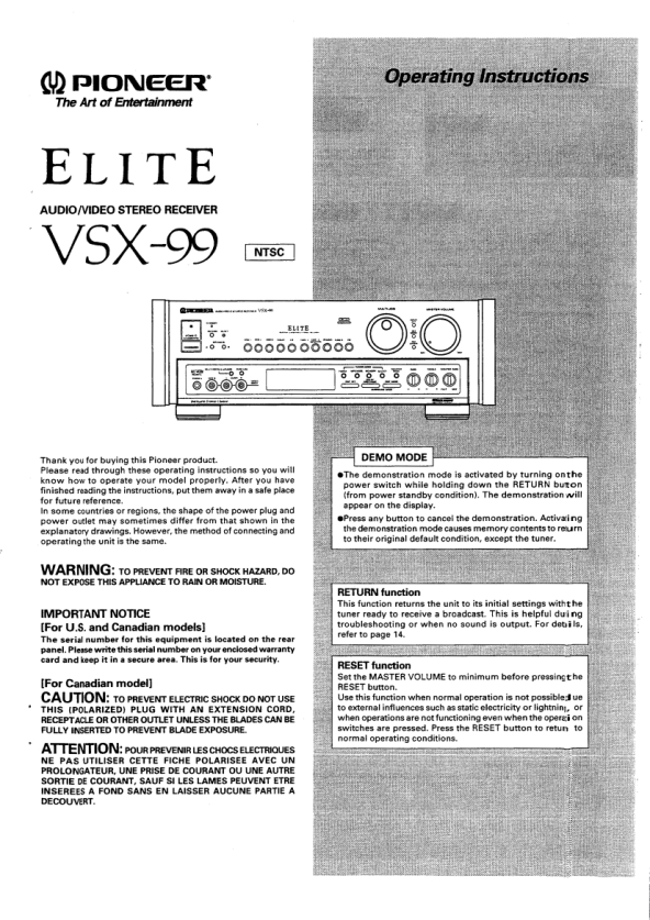 Pioneer vsx 531 service manual